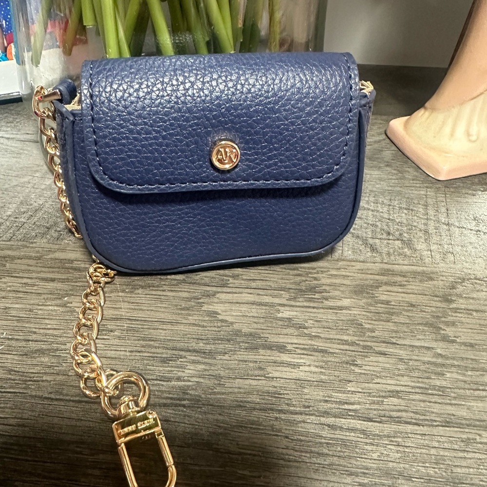Anne Klein Dark Blue Mini Bag with Gold Chain